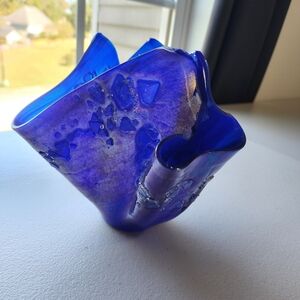 Blue Glass Art Vase